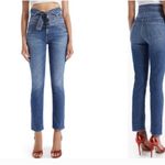 Mother the Dazzler Triple Stack high rise tie waist jeans great awakenings 27 Blue Photo 1