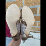 Delman Evitt Embroidered Heel Sandal size 10 Gold Photo 4