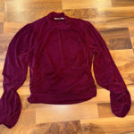 Lush Clothing Lush Burgundy‎ slinky Long Sleeve Top Ruched Mock Neck Womens large holiday Xmas Photo 0