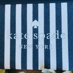 Kate Spade  New York Blue & White Stripe Canvas Zip Pouch with Leather Trim NWT Photo 1