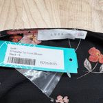 Lush Clothing Lush Krisantha Tie Front Short Sleeve Blouse Black Floral Size Small NWT Photo 8