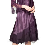 Komarov Ombré Tiered Hem Cocktail Dress & Chiffon Jacket Purple Womens XL NEW Purple Photo 0