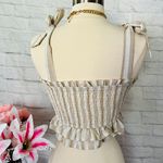 Boutique Striped Frilly Crop Top Photo 3