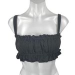Princess Polly Black Sleeveless Ruched Ruffle Cami Camisole Tank Crop Top Size S Photo 0