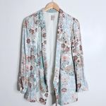 Chico's  Paisley‎ Floral Twill Blazer White Multi Open Front 16/18 Chico’s Size 3 Photo 2
