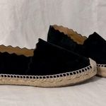 Chloé Chloe Suede Whipstitch Scalloped Trim Flat Espadrilles Photo 1