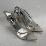 Nine West  Slingback Heels Rhinestone Pointed Toe Stiletto Silver‎ 10.5M Photo 0