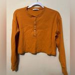 Aritzia Wilfred Free Mavis Black Ribbed Cropped Long Sleeve Henley T Photo 0