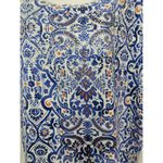 Onque Casuals Blue Floral Sparkle Studded Scoop Neck Cotton Pullover Top XL NWOT Photo 2