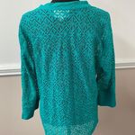 Rebecca Malone Lace Teal Button Up Jacket Photo 1