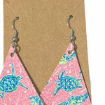 None Sea‎ Turtle Pink Dangle Earrings Blue Druzy Stud Photo 0