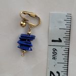 Vintage Blue Beaded Gold Tone Dangle Clip Photo 5