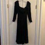 Reformation  Black Long Sleeve Midi Dress Size 6 viscose smashed back Photo 2