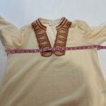 Spartina 449 Cream Boho Embroidered Tunic Top Size M ā Linen Blend Resort Blouse Photo 3