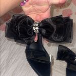 Azalea Wang Black Mules with Rhinestone Bow Size 7.5 Photo 2