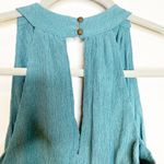 Anthropologie Bionda Plisse Teal Textured Jumpsuit XS Photo 3