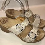 Dansko Women’s Leather Floral Print Buckle Detail Straps Wedge Sandals Photo 0
