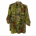 Sunny Leigh  Safari Animal Print Graphic Button Down Sheer Blouse Size Medium Photo 1
