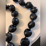 Black Beaded Necklace with Ribbon vintage chunky beads long can be doubled Photo 2