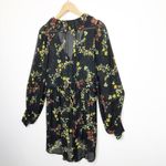 Anthropologie Jamison ruffled black floral tunic blouse Photo 5