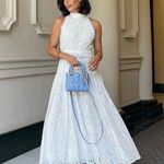 ZARA  maxi sun dress boho crochet belt lace halter flowy summer vacation Photo 10