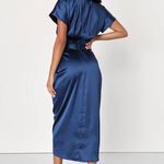 Lulus Satin Dress Navy Blue Photo 2