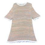 ZARA Knit Dress Womens XL Multicolor Striped Midi Short Sleeve Chic Boho Work Photo 1