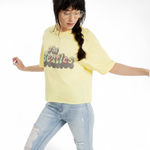 Junk Food The Beatles Cropped Graphic Tee in Yellow Size Large Photo 0