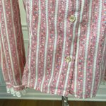 Vintage 70s Cottage Core Country Bicentennial Blouse Calico Lace S Pink Photo 5