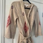 Anthropologie  Lilka Hooded Tie Front Long Line Sweater Size Small Photo 2
