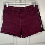Rock & Republic Sz 10 Kimber Denim Shorts Maroon Side Zippers Photo 11