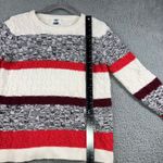 Old Navy Striped Cable Knit Crewneck Sweater Women Large Photo 5