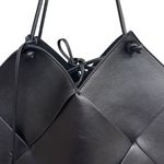Bob Ore Black Contexture Leather Tote With Removable Suede Compartment Bag Photo 2