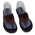 AK Anne Klein Womens Leather Strap Ribbed Trim Flip Flop Sandals Brown Size 6 Photo 0