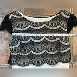 Melrose and Market Melrose Off White Black Eyelash Lace Bodycon Sheath Knee Length Dress Size 8 Photo 6