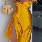 Amazon Gold Cowl Neck Satin Slip Dress Photo 0