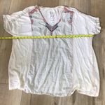 Johnny Was  for Jackets & Tops Floral Embroidered Linen Stripe SS Top S Photo 2