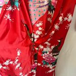 Avidlove dressing robe women’s size medium Red Colorful Peacock Floral Design Photo 4