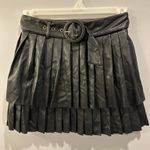 Entro &Merci Faux Leather Pleated Belted Skort Photo 1