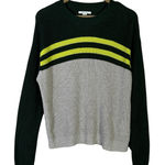 American Eagle  Colorblock Striped Sweater Womens S Green Gray Neon Crewneck Knit Photo 0