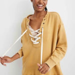 Aerie  Mustard Lace-Up Sweatshirt Photo 0