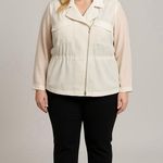 Lane Bryant Womens Plus Size Size 16 White Chiffon Hem Layered Jacket Blazer Photo 1
