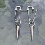 Handmade Unique Elegant Punk Gothic Style Cross Safety Pin  Design Hoop Earrings Photo 1