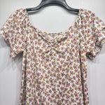 Acting Pro  White Pink Yellow Green Floral Ruffle Sleeve Top Photo 3