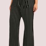 Terra & Sky 🌷Nwt!  black wide leg pants with white stripes and tie waist! Photo 0