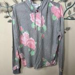 Just Be  Womens grey with pink floral Maternity Pull Over Hoodie Shirt Sz M Photo 0