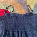 American Eagle Black Woven Ring Smocked Spaghetti Strap Short Black Dress Medium Photo 6