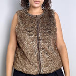 Attention Y2K Brown Faux Fur Vest Photo 0