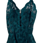 Victoria's Secret VTG  Gold Label Forest Green Lace Floral Teddy Bodysuit Small Photo 0