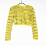 Zara Cotton Blend Crochet Knit Crew Neck Metallic Cropped Long Sleeve Sweater M Photo 3